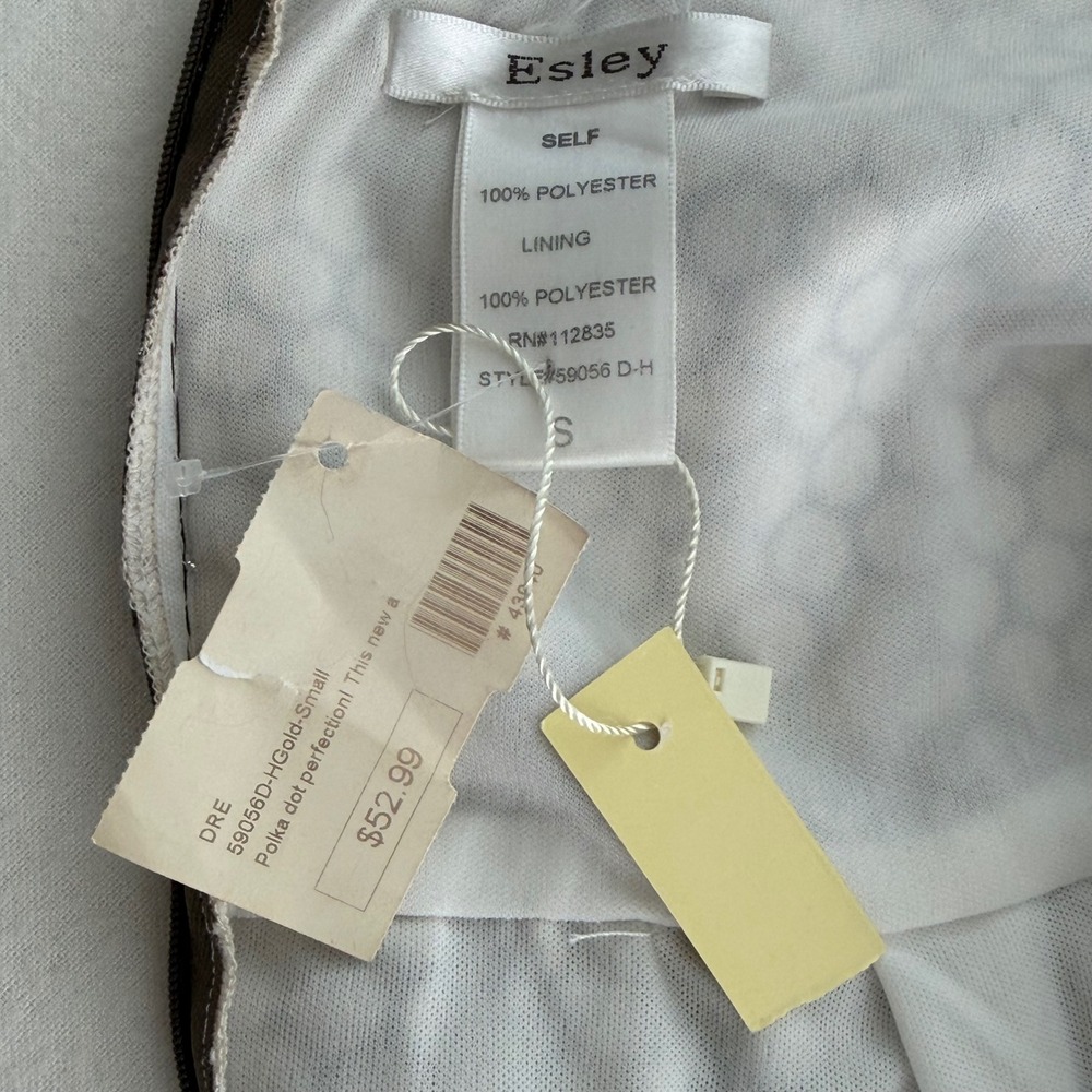 NWT Esley Anthologie Gold Dot Fit Flare Dress Sleeveless Cocktail Coquette Sz S - Picture 7 of 14